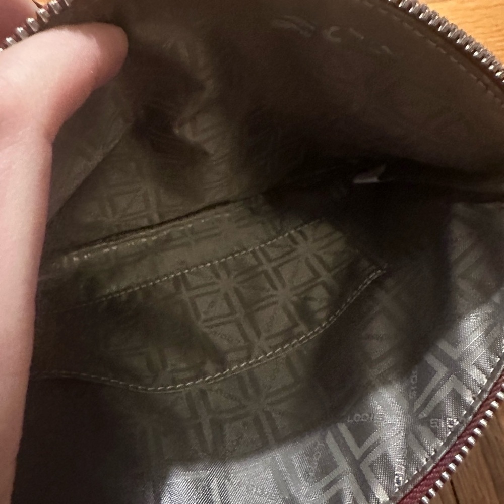 Lodis Leather Burgundy Woven Wristlet Clutch | Quiet Luxury Chic - Picture 3 of 4